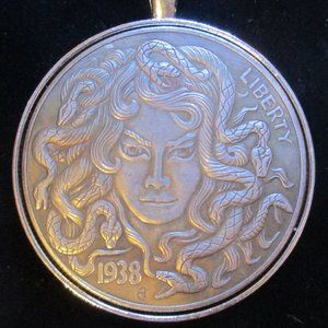 Silver Medusa Coin Pendant Necklace - Unbranded